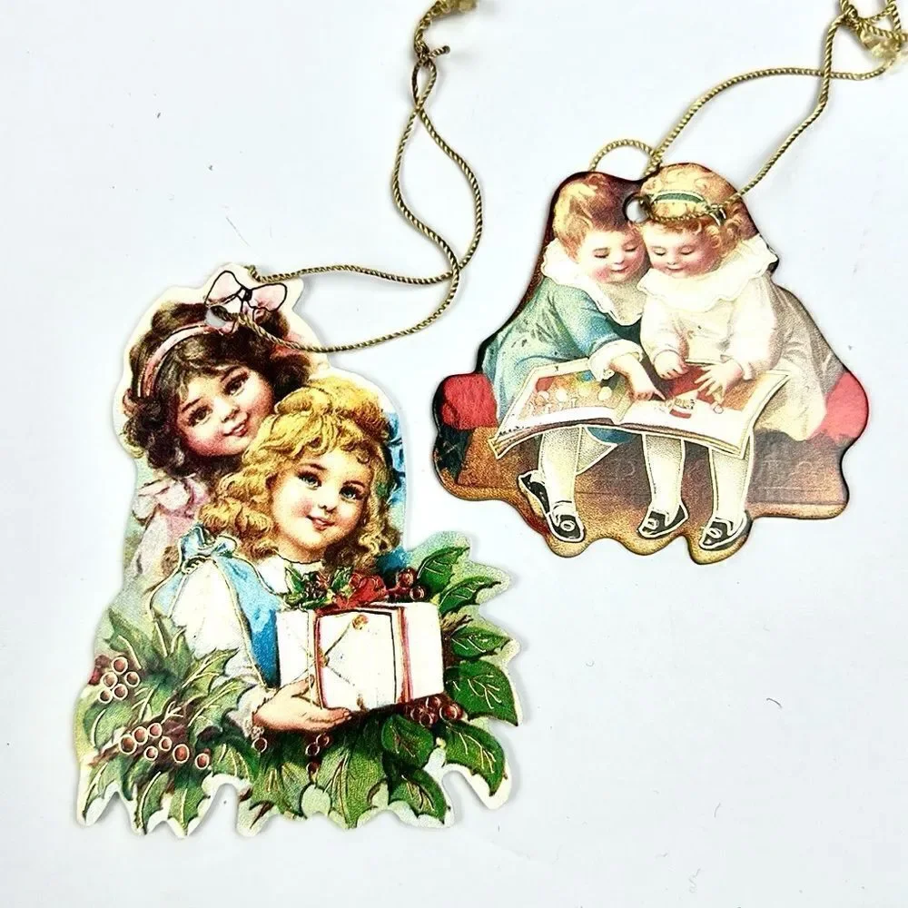 11 Vtg Victorian Style 2-sided Cardboard Christmas Ornaments Frances Brundage